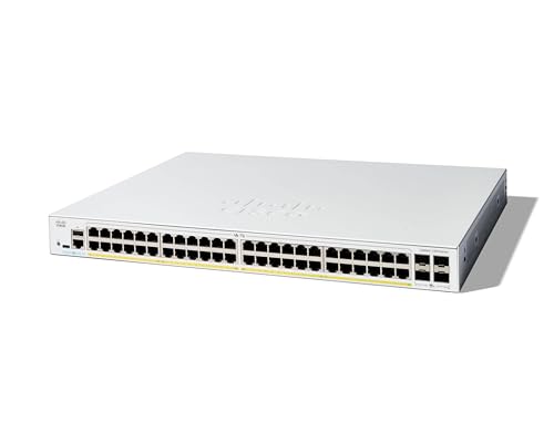 Cisco Catalyst 1300-48FP-4X-Managed-Switch, 48-Port-GE, vollständiges PoE, 4 x 10-GE-SFP+, eingeschränkter Lebenszeitschutz (C1300-48FP-4X) von Cisco