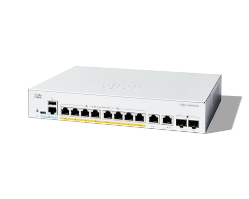 Cisco Catalyst 1300-8FP-2G-Managed-Switch, 8-Port-GE, vollständiges PoE, 2 x 1-GE-Kombi, eingeschränkter Lebenszeitschutz (C1300-8FP-2G) von Cisco
