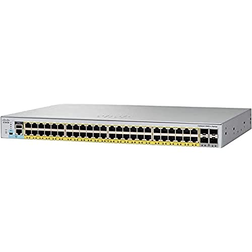 Cisco Catalyst 2960L-48PQ-LL Netzwerk-Switch, 48 Gigabit Ethernet PoE+ Ports, 370 W PoE-Budget, 4 10G-SFP+-Uplink-Ports, erweiterte eingeschränkte Lebenszeitgarantie (WS-C2960L-48PQ-LL) von Cisco