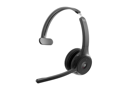 Cisco Headset 721, Wireless-Single-On-Ear-Bluetooth-Kopfhörer, Webex Taste, USB-A-HD-Bluetooth-Adapter, Softcase, Carbon Black, EIN Jahr Garantie mit beschränkter Haftung (HS-WL-721-BUNA-C) von Cisco