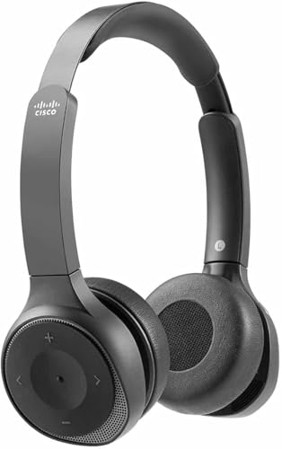 Cisco Headset 730, kabelloses Dual-On-Ear-Bluetooth-Headset mit Etui, USB-A-HD-Bluetooth-Adapter, USB-A- und 3,5-mm-Kabel, Carbon Black, 1 Jahr Garantie mit beschränkter Haftung (HS-WL-730-BUNA-C) von Cisco