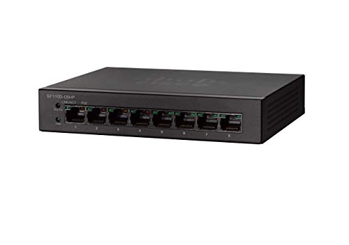 Cisco SF110D-08HP Unmanaged Switch mit 8 10/100-PoE-Ports mit 32 W, eingeschränkter lebenslanger Schutz (SF110D-08HP-EU) von Cisco