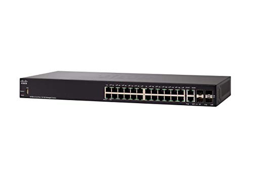Cisco SF350-24 Managed Switch mit 24 10/100-Ports, 4 Gigabit-Ethernet Combo SFP (GbE), eingeschränkter lebenslanger Schutz (SF350-24-EU) von Cisco