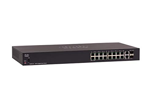 Cisco SG250-18 Smart Switch mit 18 Gigabit-Ethernet-Ports (GbE) mit 16 Gigabit-Ethernet-RJ45-Ports und 2 Gigabit-Ethernet Combo SFP, eingeschränkter lebenslanger Schutz (SG250-18-K9-EU) von Cisco