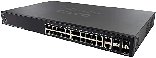 Cisco SG550X-24 Stackable Managed Switch mit 24 Gigabit-Ethernet-Ports (GbE), 2 x 10G Combo, 2 SFP+, dynamisches L3-Routing, eingeschränkter lebenslanger Schutz (SG350X-24-K9-EU) von Cisco