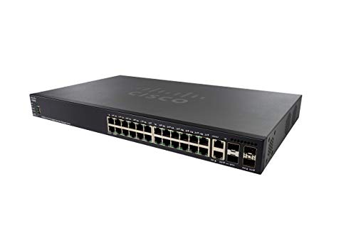 Cisco SG550X-24 Stackable Managed Switch mit 24 Gigabit-Ethernet-Ports (GbE), 2 x 10G Combo, 2 SFP+, dynamisches L3-Routing, eingeschränkter lebenslanger Schutz (SG350X-24-K9-EU) von Cisco
