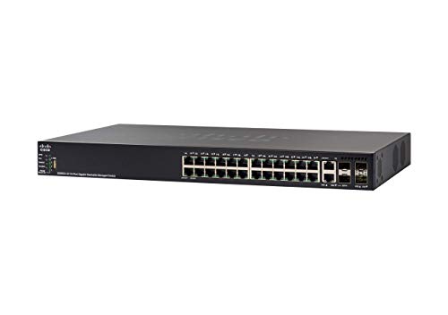 Cisco SG550X-24MPP Stackable Managed Switch mit 24-Gigabit-Ethernet-Ports (GbE), 740-W-PoE, 2 x 10G Combo, 2 SFP+, dynamisches L3-Routing, eingeschränkter lebenslanger Schutz (SG550X-24MPP-K9-EU) von Cisco