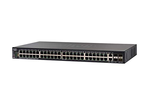 Cisco SG550X-48P Stackable Managed Switch mit 48 Gigabit-Ethernet-Ports (GbE), 382-W-PoE, 2 x 10G Combo, 2 SFP+, dynamisches L3-Routing, eingeschränkter lebenslanger Schutz (SG550X-48P-K9-EU) von Cisco