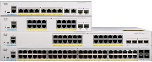 Cisco Systems Catalyst Netzwerk Switch, 24 GbE PoE+ Ports, 195W PoE Budget, 4 1G SFP Uplink Ports, lüfterloser Betrieb, erweiterte eingeschränkte Lebenszeitgarantie C1000-24P-4G-L Schwarz von Cisco