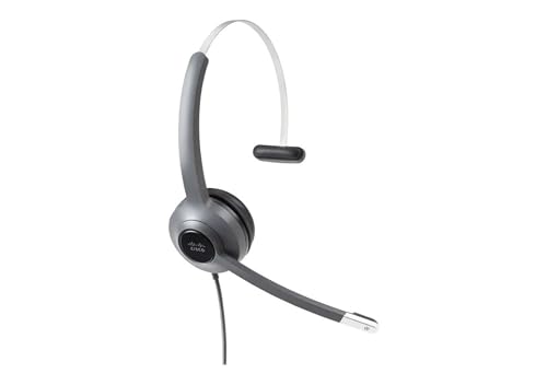 Cisco Systems Headset 521, kabelgebundenes 3,5-mm-Einzel-On-Ear-Headset mit USB-A-Adapter, dunkelgrau, beschränkter Haftung (CP-HS-W-521-USB=) Einheitsgröße/einstellbar von Cisco