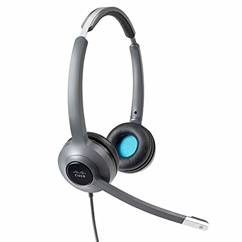 Cisco Systems Headset 522, kabelgebundenes 3,5-mm-Doppel-On-Ear-Headset mit USB-A-Adapter, dunkelgrau, 2 Jahre Garantie mit beschränkter Haftung (CP-HS-W-522-USB=) Einheitsgröße/einstellbar von Cisco