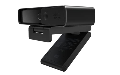 Cisco Webex Desk-Kamera mit bis zu 4K Ultra HD-Video, Doppelmikrofon, iHDR-fähige Leistung auch bei schlechter Beleuchtung, Carbon Black, 1 Jahr eingeschränkte Hardwaregarantie (CD-DSKCAM-C-WW) von Cisco