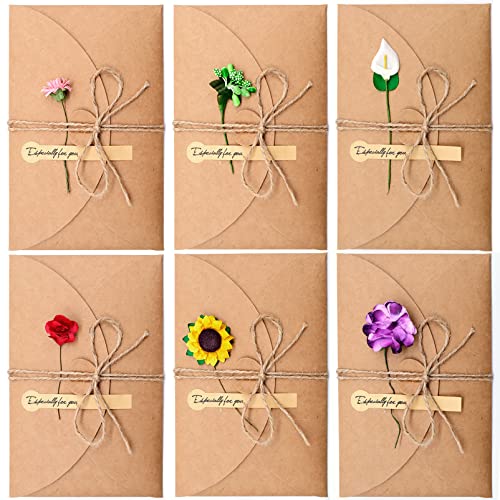Cisolen12 Stück Retro Kraftpapier-leere Umschläge Grußkarte Dankskarten ​Einladungskarte Umschlag Getrocknete Blumen Verzierte Unbelegte Postkarte (17.5CM x 11CM) von Cisolen
