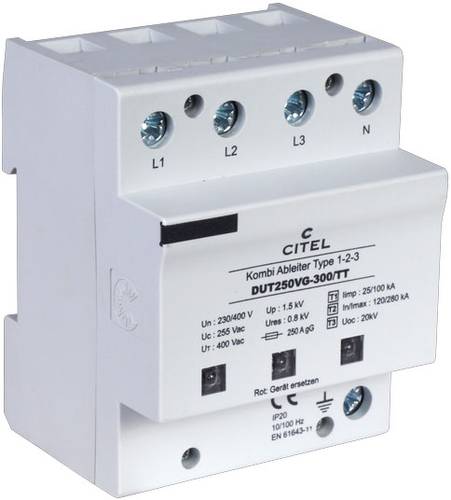 Citel 3582 DUT250VG-300/TT Kombiableiter Überspannungsschutz für: Verteilerschrank 40 kA 1St. von Citel