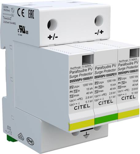 Citel 481311 DS50VGPVS-1000G/51 Überspannungsschutz-Modul Überspannungsschutz für: Verteilerschra Citel 481311 DS50VGPVS-1000G/51 Überspannungsschutz-Modul Überspannungsschutz für: Verteilerschra von Citel