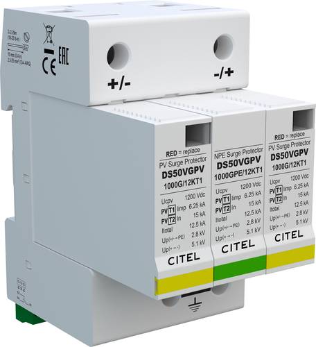 Citel 482313 DS50VGPVS-1000G/12KT1 Kombiableiter Überspannungsschutz für: Verteilerschrank 60 kA 1 Citel 482313 DS50VGPVS-1000G/12KT1 Kombiableiter Überspannungsschutz für: Verteilerschrank 60 kA 1 von Citel