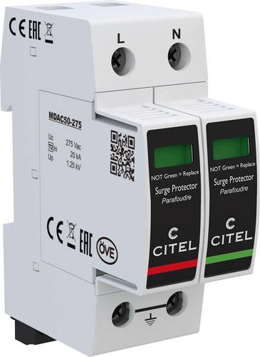 Citel 821110242 DAC50S-11-275 Kombiableiter Überspannungsschutz für: Verteilerschrank 50 kA 1St. Citel 821110242 DAC50S-11-275 Kombiableiter Überspannungsschutz für: Verteilerschrank 50 kA 1St. von Citel