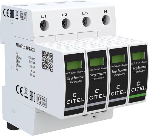 Citel 821730244 DAC1-13VGS-31-275 Kombiableiter Überspannungsschutz für: Verteilerschrank 50 kA 1St. Citel 821730244 DAC1-13VGS-31-275 Kombiableiter Überspannungsschutz für: Verteilerschrank 50 kA 1St. von Citel
