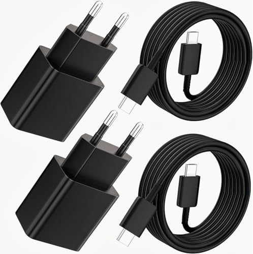 2 Pack USB-C-Ladegerät mit 2 Meter Typ C auf Typ C Kabel für iPhone16/15, schwarzer Adapterstecker und Schnelllade-USB-C-Kabel für iPhone16/15 Pro Max/Mini/Plus, Macbook, iPad Pro, Samsung Galaxy von Citelect