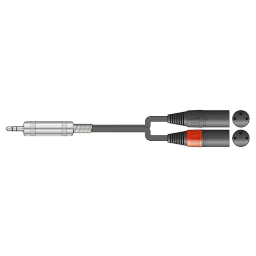 Citronic 3,5-mm-Stereo-Klinkenstecker auf 2 x XLR-Buchsen, abgeschirmtes Audiokabel in Profi-Qualität, Druckguss-Doppel-XLR-Stecker und symmetrischer 3,5-mm-TRS-Klinkenstecker, 1 m von Citronic