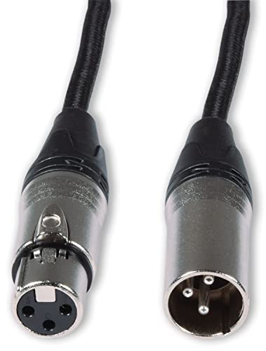 Citronic | Retro-Klasse XLR weiblich auf XLR männlich geflochtenes Mikrofonkabel mit reinem Kupferleiter | 6,0 Meter schwarz von Citronic