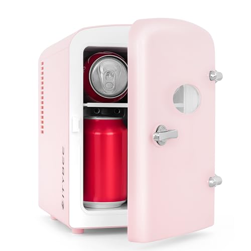 Citybee Mini Kühlschrank Fridge 4L - Kühlschränke klein 12V 230V Läuft Leise Geeignet für Getränke Kosmetik Essen - Minikühlschrank ideal für Auto Zimmer Camping Wohnmobil Büro und Reisen (Rosa) von Citybee
