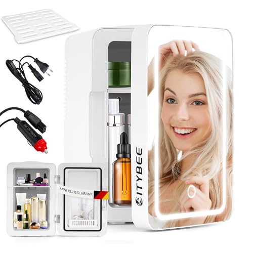 Mini Kühlschrank Fridge 6L - Kühlschränke Klein 12V 230V Läuft Leise mit Spiegel&LED-Beleuchtung - Skincare Kühlschrank für Kosmetik Schönheitspflege-Kosmetik Kühlschrank Ideal für Auto (Weiß) Mini Kühlschrank Fridge 6L - Kühlschränke Klein 12V 230V Läuft Leise mit Spiegel&LED-Beleuchtung - Skincare Kühlschrank für Kosmetik Schönheitspflege-Kosmetik Kühlschrank Ideal für Auto (Weiß) von Citybee