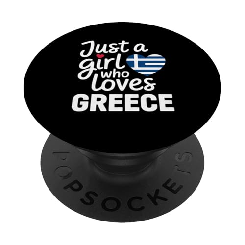 Just A Girl Who Loves Griechenland Souvenirs Griechische Flagge PopSockets Klebender PopGrip von Cityscape Gifts Co