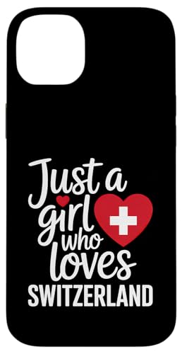 Just a Girl Who Loves Switzerland Souvenirs Schweizer Flagge Hülle für iPhone 14 Plus von Cityscape Gifts Co