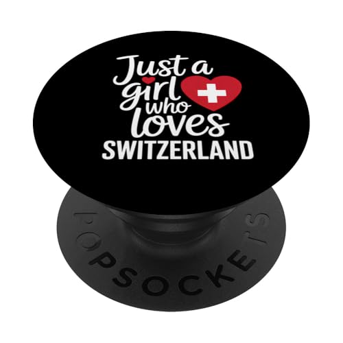 Just a Girl Who Loves Switzerland Souvenirs Schweizer Flagge PopSockets Klebender PopGrip von Cityscape Gifts Co