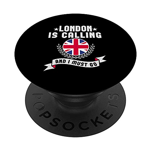 London Is Calling And I Must Go Souvenirs England-Flagge PopSockets mit austauschbarem PopGrip von Cityscape Gifts Co