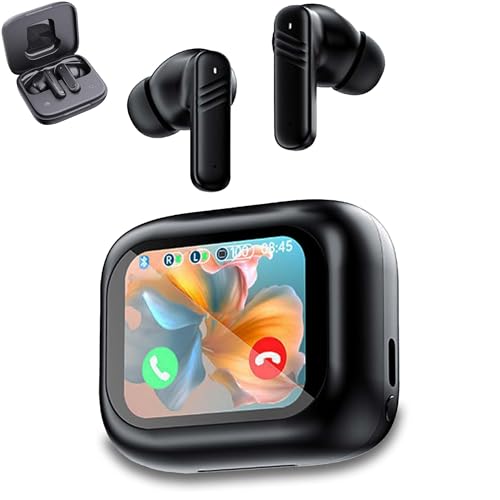 Bluetooth-Kopfhörer, In-Ear-Kopfhörer, kabellose Bluetooth 5.4-Kopfhörer, kabellose ANC+ENC-Rauschunterdrückungs-Ohrhörer mit langer Akkulaufzeit, wasserdichte IP4-Kopfhörer mit Smart-Screen(schwarz) von Civetes