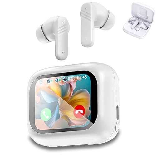 Bluetooth-Kopfhörer, In-Ear-Kopfhörer, kabellose Bluetooth 5.4-Kopfhörer, kabellose ANC+ENC-Rauschunterdrückungs-Ohrhörer mit langer Akkulaufzeit, wasserdichte IP4-Kopfhörer mit Smart-Screen(weiß) von Civetes