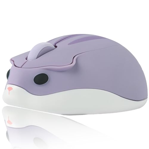 Civetes Kabellose Maus, niedliche Hamster-Maus, 1200 dpi, geräuscharm, Gaming-Maus mit USB-Empfänger, leise, schnurlos, tragbar, Reisemaus, für PC/Mac/Laptop, Geschenk für Kinder und Mädchen (lila) von Civetes