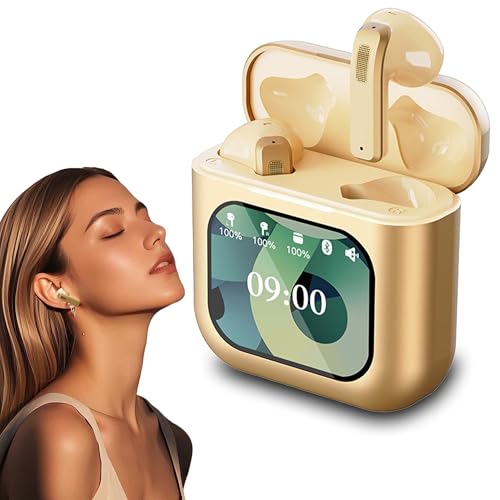 In-Ear-Bluetooth-Kopfhörer,Smart-Touchscreen Ladebox Großes Display Kopfhörer mit Geräuschunterdrückung, Sport Gaming Schlafen Hi-Fi Mehrsprachig Ohrhörer,für Smartphone Tablet Laptop Geschenk (Gold) von Civetes