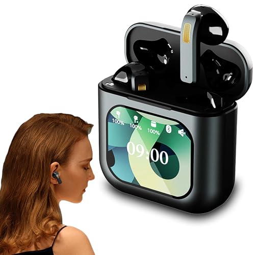 In-Ear-Bluetooth-Kopfhörer,Smart-Touchscreen Ladebox Großes Display Kopfhörer mit Geräuschunterdrückung,Sport Gaming Schlafen Hi-Fi Mehrsprachig Ohrhörer,für Smartphone Tablet Laptop Geschenk(Schwarz) von Civetes