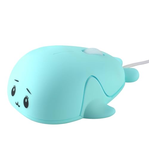 Kabelgebundene Maus, niedliche kleine Delphin-Maus, optische Maus, geräuscharm, leichte kabellose Reisemaus für PC/Mac/Laptop, Geschenk für Kinder und Mädchen (Blau) von Civetes