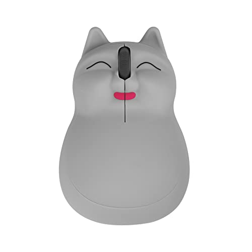 Kabellose Maus, 2.4G Funkmaus mit USB Empfänger, DPI 1200 Rauschunterdrückung Ultra Portable Travel Mouse, Flache Wireless Mouse für PC, Laptop, MacBook,Büro,Kinder,Geschenk(Niedliche Grau Katze) von Civetes