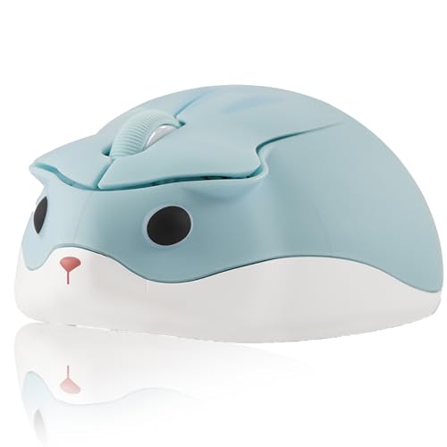 Kabellose Maus, niedliche Hamsterform, optische Maus 1200 DPI geräuscharm, mit USB-Empfänger, tragbare Reisemaus, leise, geeignet für PC/Laptop, Geschenk für Kinder (Blau) von Civetes