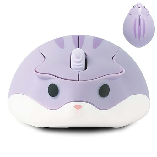 Kabellose Maus, niedliche Maus in Hamsterform,1200 DPI rauscharme optische Maus mit 2,4 G USB-Empfänger, leise kabellose tragbare Maus,geeignet für PC/Mac/Laptop,Geschenk für Kinder und Mädchen (lila) von Civetes