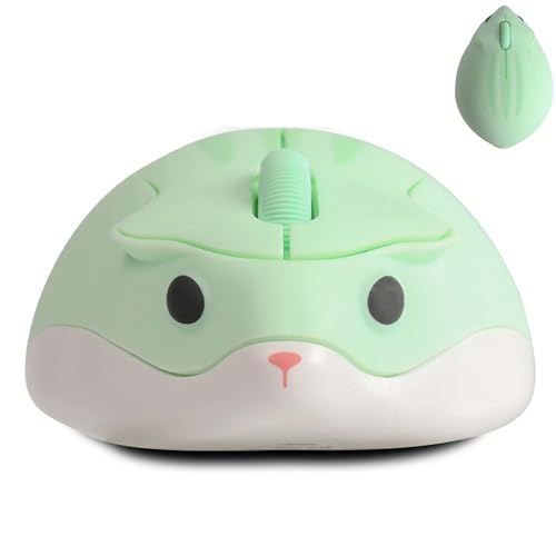 Kabellose Maus, niedliche Maus in Hamsterform,1200 DPI rauscharme optische Maus mit 2,4 G USB-Empfänger, leise kabellose tragbare Maus,geeignet für PC/Mac/Laptop,Geschenk für Kinder und Mädchen (grün) von Civetes