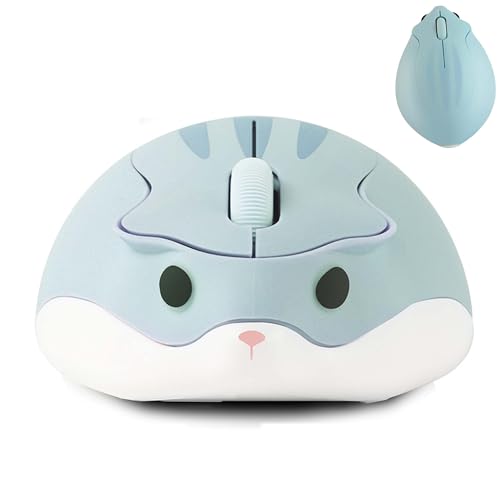 Kabellose Maus, niedliche Maus in Hamsterform,1200 DPI rauscharme optische Maus mit 2,4 G USB-Empfänger, leise kabellose tragbare Maus,geeignet für PC/Mac/Laptop,Geschenk für Kinder und Mädchen (blau) von Civetes