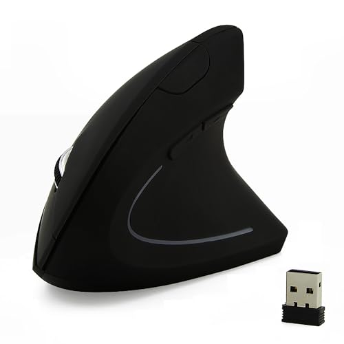 Kabellose Maus ergonomisch vertikal Ergo geräuschlos hochpräzise optische Mäuse für die rechte Hand für PC/Laptop/Macbook, mit USB-Empfänger, reduziert den Druck auf Hand und Handgelenk (Schwarz) von Civetes