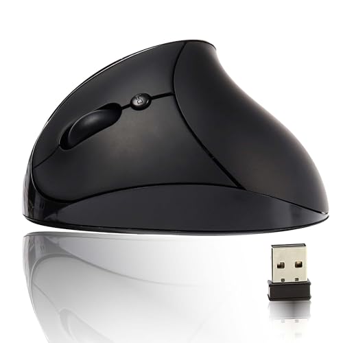 Kabellose Maus für die linke Hand, ergonomische, vertikale, geräuschlose Ergo-Maus, hochpräzise wiederaufladbare optische kabellose Mäuse für Laptops/PC/Macbook, mit USB-Empfänger 800–1200–1600 DPI von Civetes