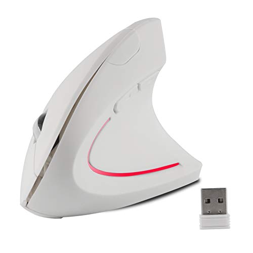 Wireless Ergonomic Vertical Mouse, Ergonomic PC/Computer Mouse, 2.4G Wireless Mouse, Silent, with USB Receiver, 800/1200/1600DPI, 6 Button Mouse for PC/Laptop/Desktop/MacBook(White von Civetes