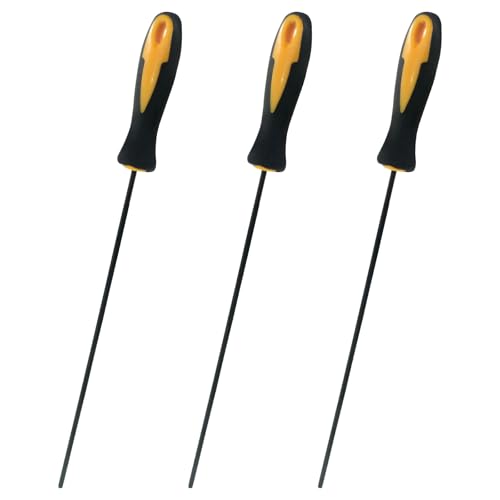 Cjueiom Kettensägenfeile, 3,2 mm, runde Schärffeile mit Kunststoffgriff, Kettensägenschärffeile zum Schärfen der Kettensäge, 3 Stück Cjueiom Kettensägenfeile, 3,2 mm, runde Schärffeile mit Kunststoffgriff, Kettensägenschärffeile zum Schärfen der Kettensäge, 3 Stück von Cjueiom