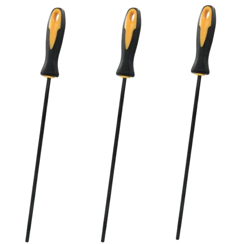 Cjueiom Kettensägenfeile, 4,8 mm, runde Schärffeile mit Kunststoffgriff, Kettensägenschärffeile zum Schärfen der Kettensäge, 3 Stück von Cjueiom