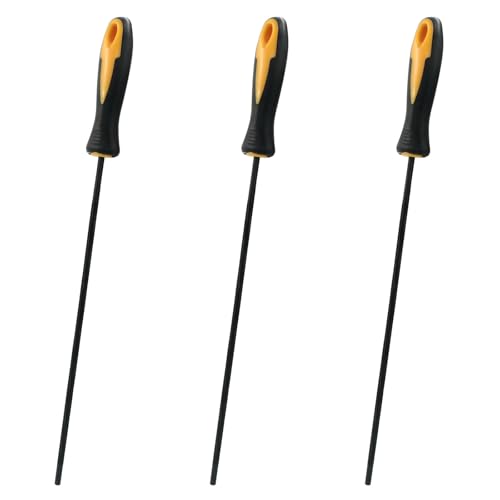 Cjueiom Kettensägenfeile, 4 mm, runde Schärffeile mit Kunststoffgriff, Kettensägenschärffeile zum Schärfen der Kettensäge, 3 Stück Cjueiom Kettensägenfeile, 4 mm, runde Schärffeile mit Kunststoffgriff, Kettensägenschärffeile zum Schärfen der Kettensäge, 3 Stück von Cjueiom