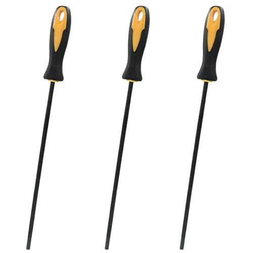 Cjueiom Kettensägenfeile, 5,2 mm, runde Schärffeile mit Kunststoffgriff, Kettensägenschärffeile zum Schärfen der Kettensäge, 3 Stück Cjueiom Kettensägenfeile, 5,2 mm, runde Schärffeile mit Kunststoffgriff, Kettensägenschärffeile zum Schärfen der Kettensäge, 3 Stück von Cjueiom