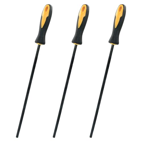 Cjueiom Kettensägenfeile, 5,5 mm, runde Schärffeile mit Kunststoffgriff, Kettensägenschärffeile zum Schärfen der Kettensäge, 3 Stück Cjueiom Kettensägenfeile, 5,5 mm, runde Schärffeile mit Kunststoffgriff, Kettensägenschärffeile zum Schärfen der Kettensäge, 3 Stück von Cjueiom